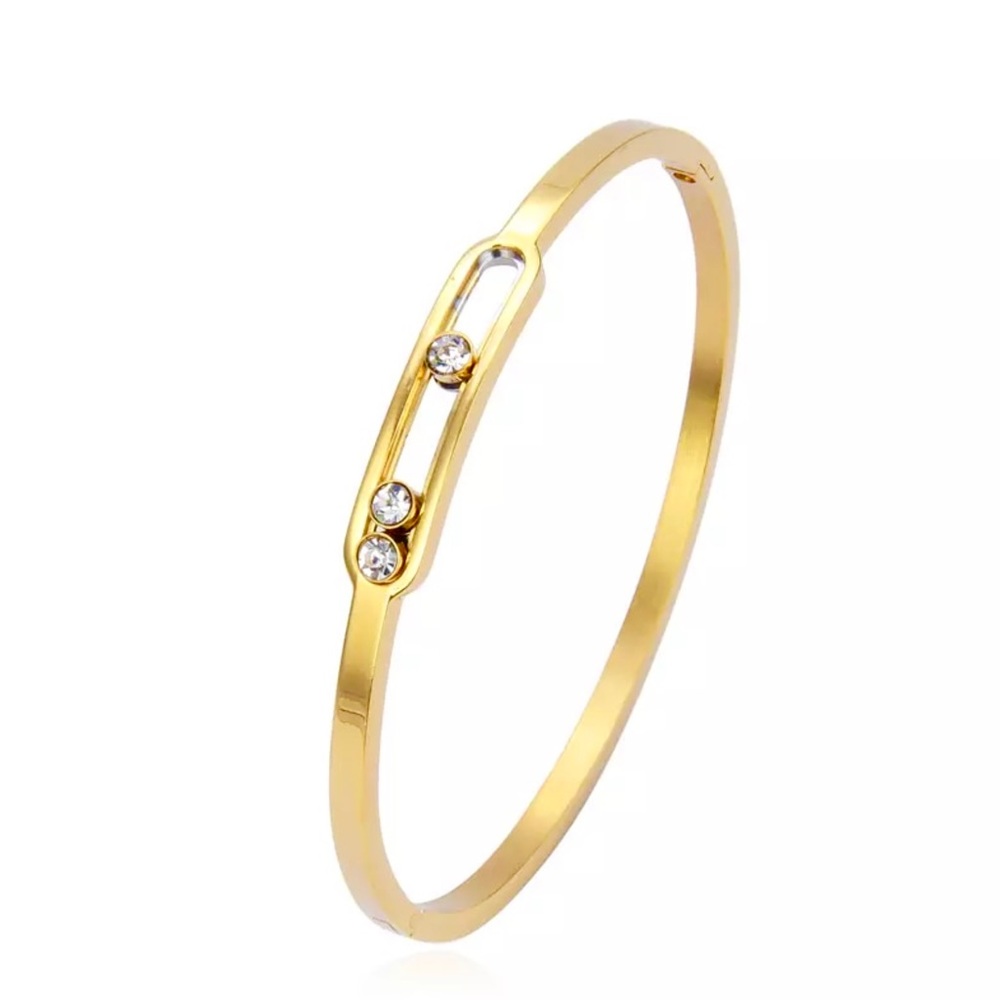 🆕 Stunning 18k Diamond Slider Bar Bangle Bracelet NWT